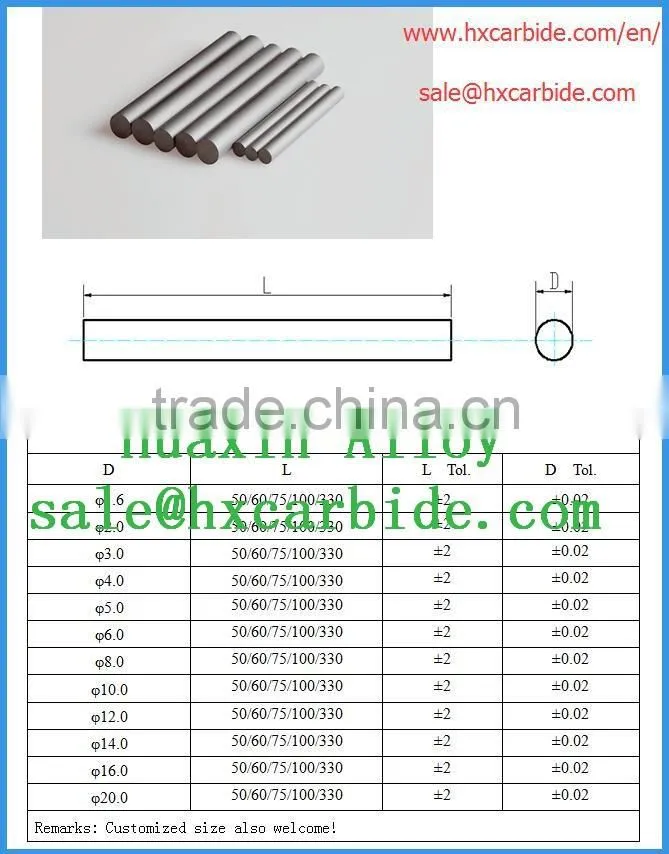 Wholesale K20 tungsten carbide bar blanks for Drilling bits Customized china tungsten carbide bar stock cheap price carbide bars