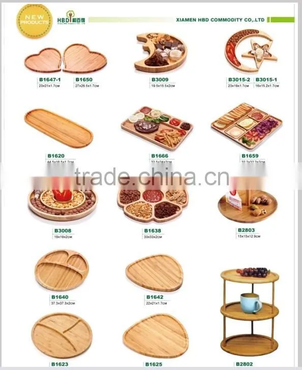 Best selling bamboo food storage tray 3 compartment food tray