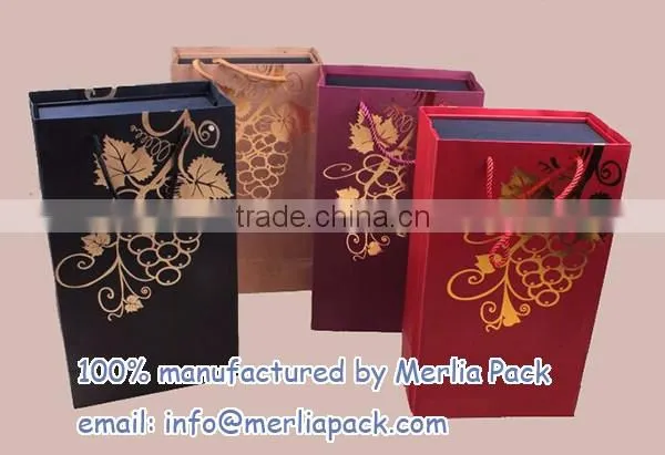 2 WINE BOTTLE TOTE GIFT BAG CHRISTMAS PAPER HANDLE CARD HOLIDAY BAGS