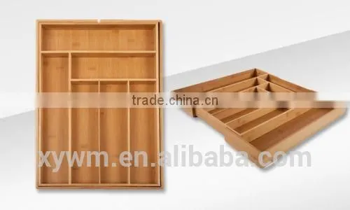BAMBOO WOODEN EXTENDING CUTLERY TRAY ORGANISER EXPANDABLE DRAWER