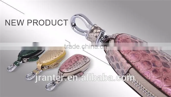 New fashion customized python snakeskin car key case,zipper key pouch,genuine leather car key holder