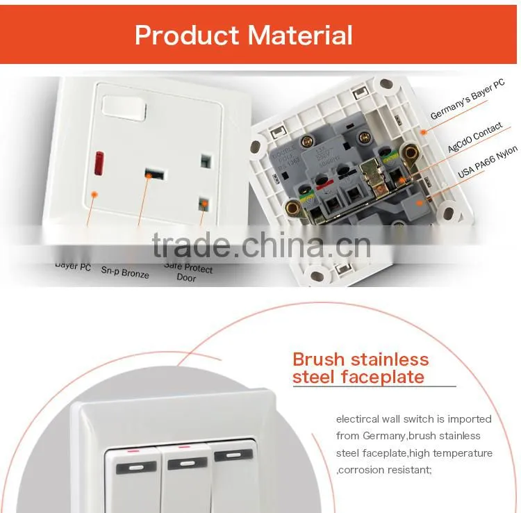 E08 Economic 5pin universal socket with 1gang 1way/2way switch