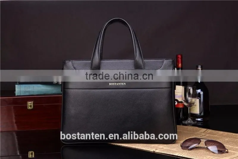 horizontal cowhide leather vintage men briefcase laptop bag messenger hand bag