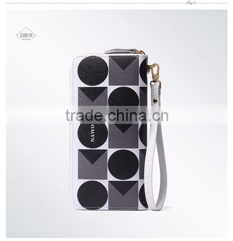 zipper ladies long purse leather clutch for coin and cell phone