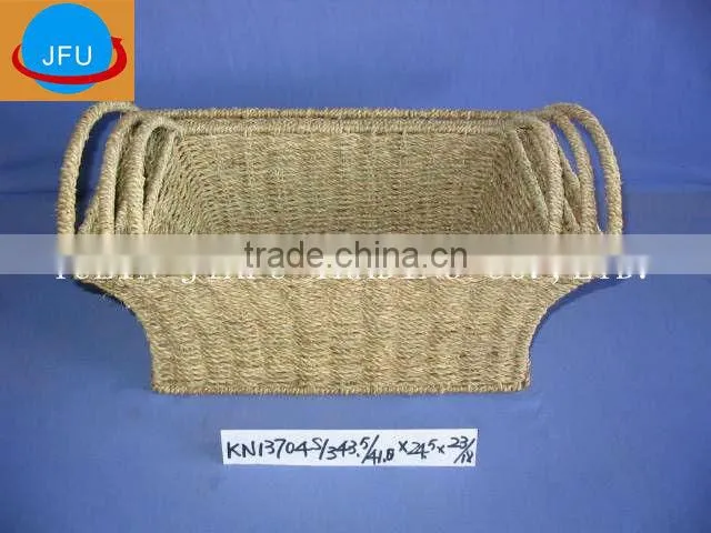 Irregular weaving rectangle nature seagrass basket