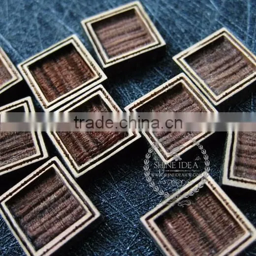 8mm setting size vintage style natual log wood bezel square pendant setting DIY findings supplies 1431029