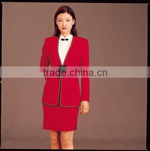 HOT selled customised 100%polyester receptionest uniform