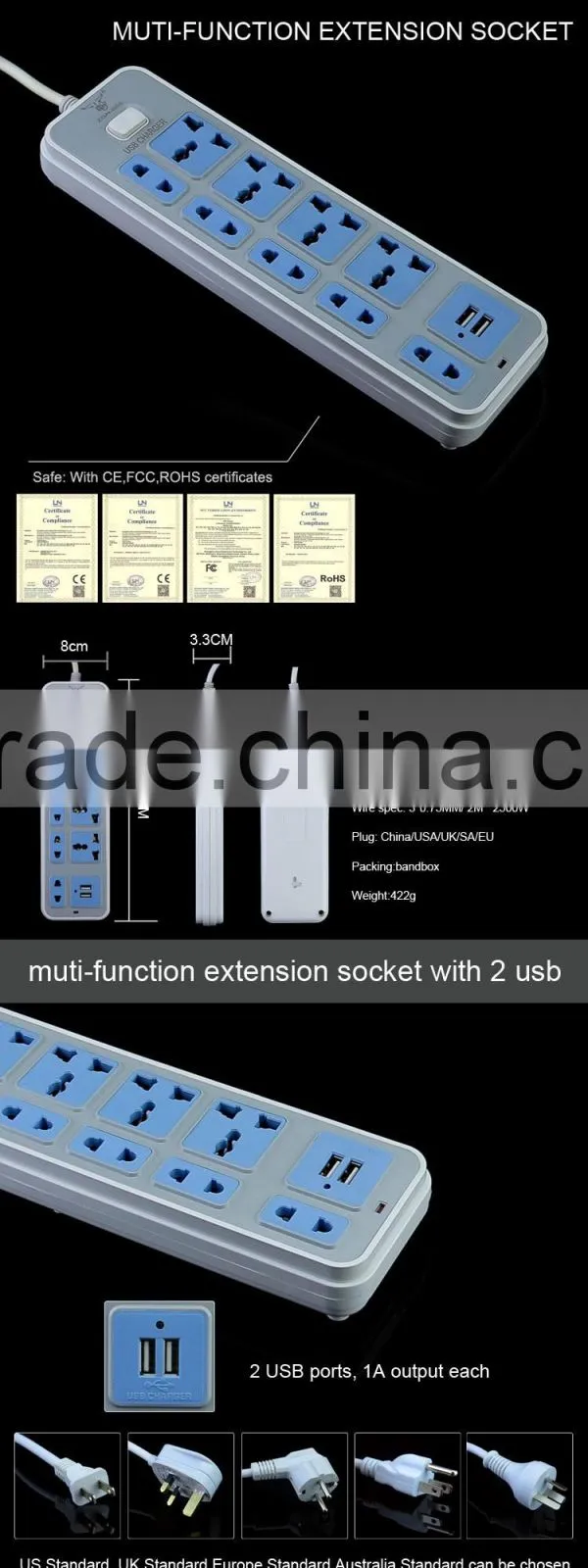 usb power outlet european cable 2 3 pin electric plug socket with switch