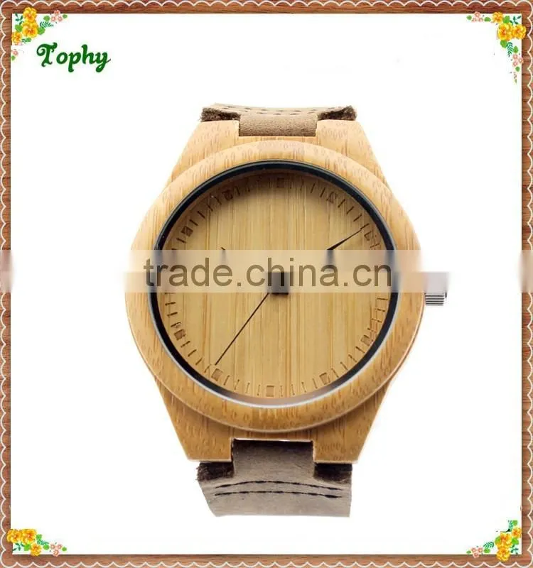Brown genuine leather wooden watch wholeasale cheap price