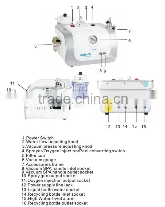 3 IN 1 Water Diamond Dermabrasion oxygen Peel Facial Machine