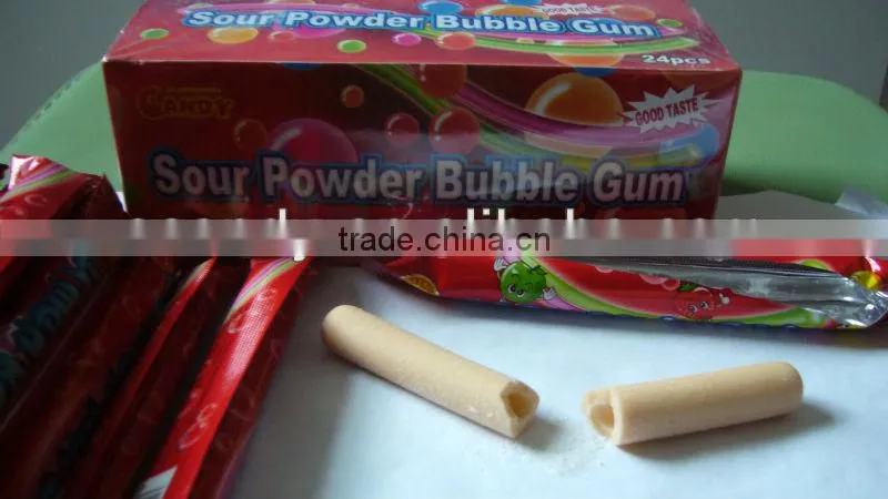 Bubble gum with the acid powder