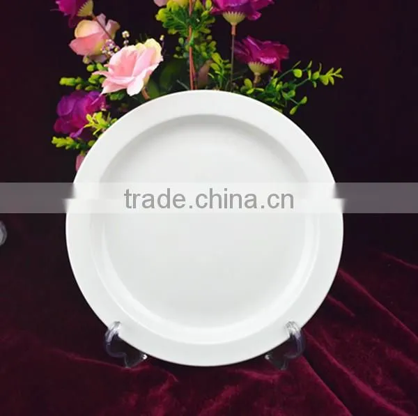 royal porcelain dinner plate ,white wavy dinner plate, flat white porcelain cake plate