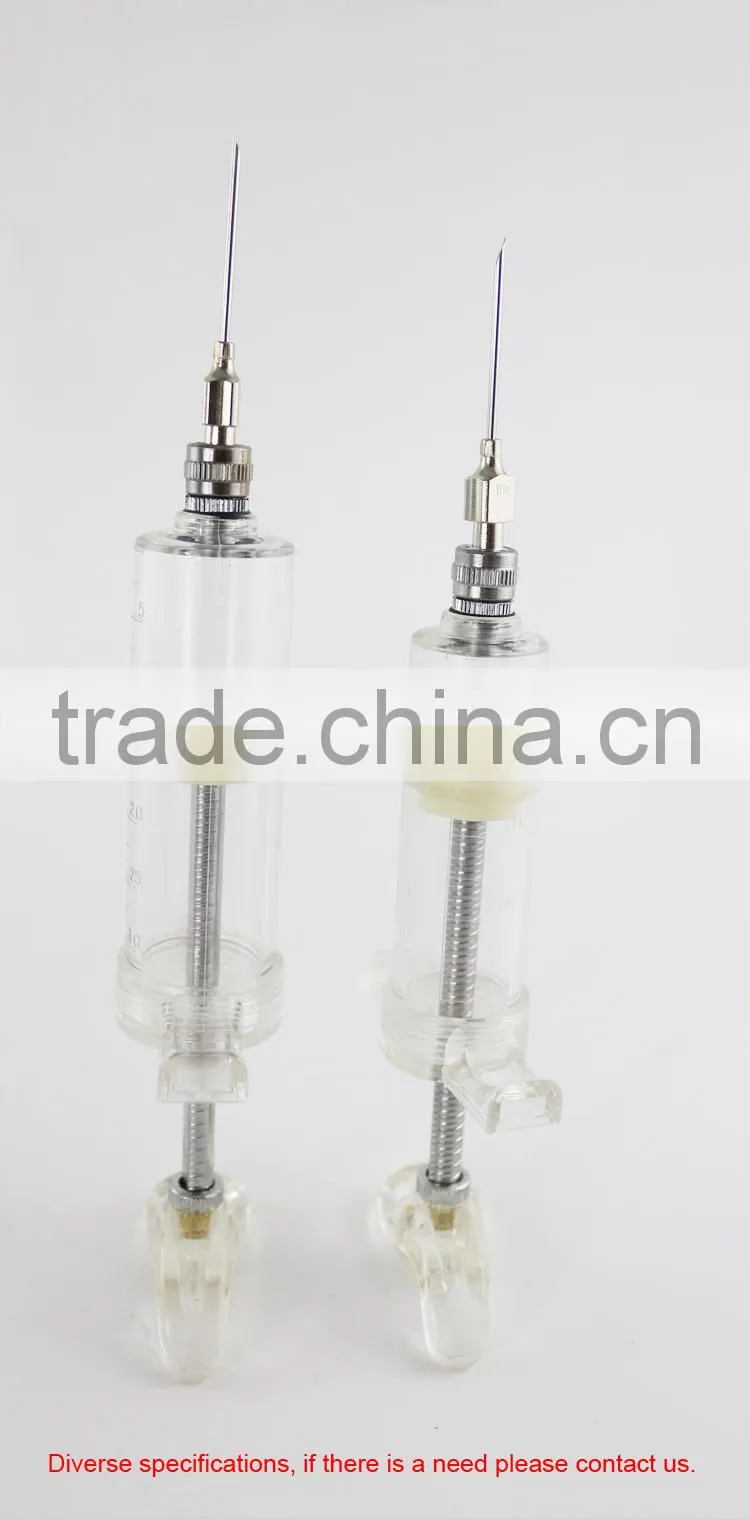 Calibration clear,not easy to wear and tear plastic steel veterinary injector