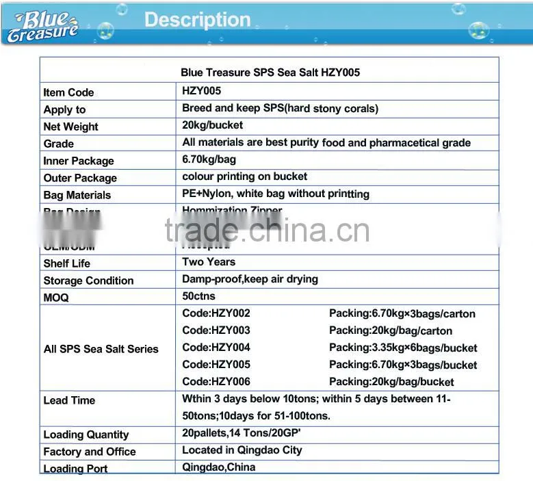 High Quality Aquarium saltwater Food Grade Marine Salt PH Water Test Kits