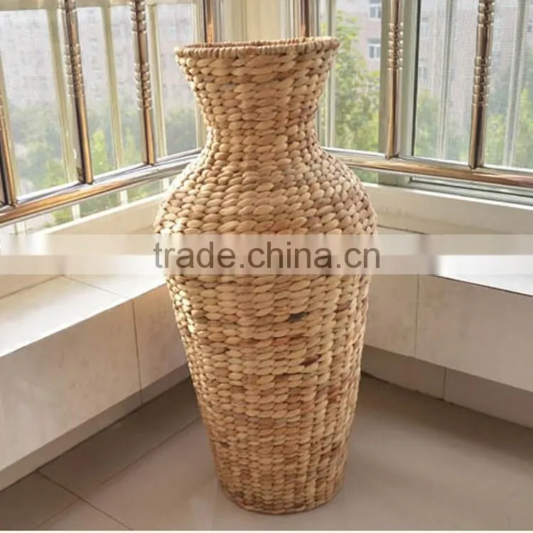 Large chinese home goods straw hadncraft floor standing vases