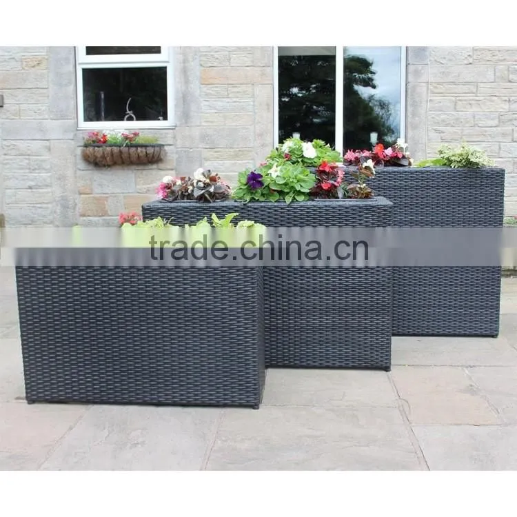 UV-resistant PE rattan tall flower planter outdoor patio decorative plant box