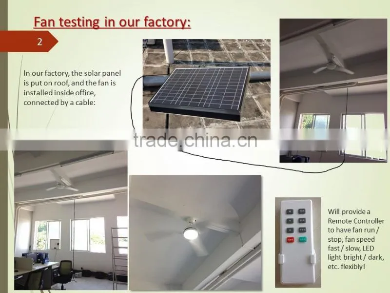 60 inch solar powered ceiling fan with 30 watt solar panel