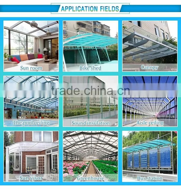 Glittering and translucent multi-wall sheet & PC sheet for warrenty 10years