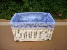 jiayu White miniture willow storage hamper with fabric