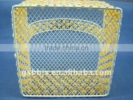 Rectangle white iron wire decorative with yellow pearl vegetable basket