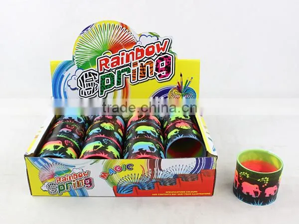 hot sale promotional plastic rainbow spring with printed elephant toys for kids/promotional gift raibow circle