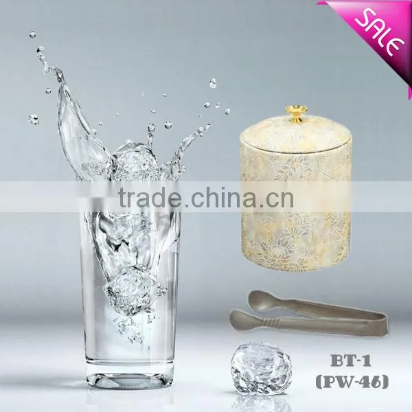 PU leather ice bucket with tong & lid for hotel, bar,canteen PW-38