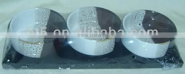 Set of 3 hand printing ceramic snack dinner plate,snack tray