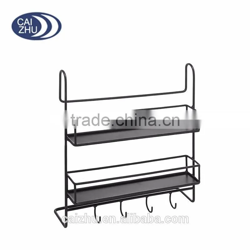Modular 2 Tier Black Metal Wire Custom Nail Polish Display Wall Rack Utility Hanger Hooks