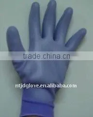 PU Glove . 13G light blue nylon liner with light Blue pu coated gloves . working gloves