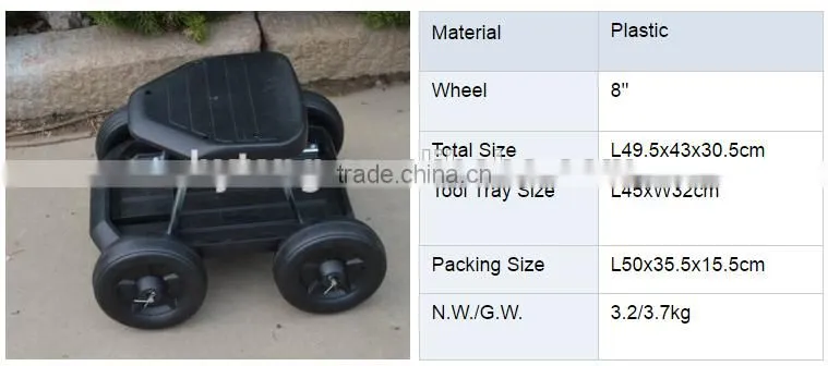 Garden work Seat cart with Plastic Storage Tray TC4501P