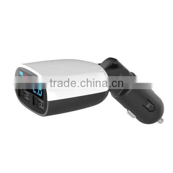 3.4A Dual USB Ports LED Display Swing Head Design Car Charger