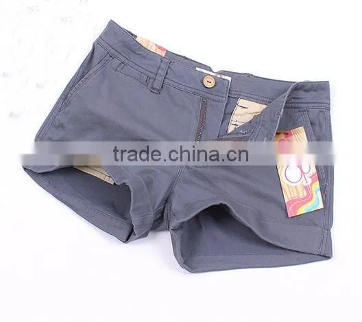 Ladies' 100% cotton twill washed hot casual short