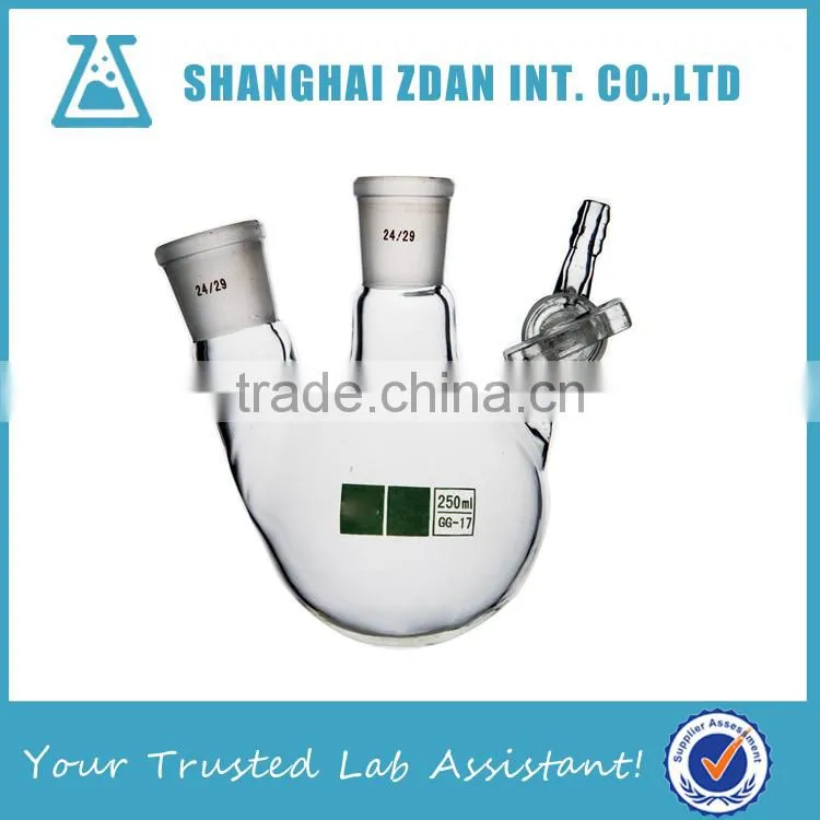 Reaction Flask,Two Necks,Round Bottom, Glass Stopcock,Heavy Wall