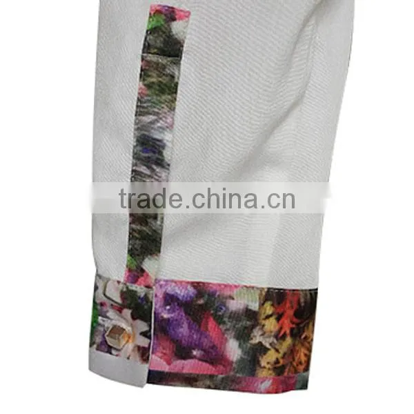 new model ladies fashion beautiful shirts 2016 summer sweet long sleeve stand collar white floral printed shirts