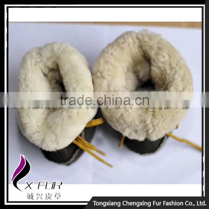 CX-SHOES-06C Genuine Sheared Sheep Skin Leather Funny Baby Shoes