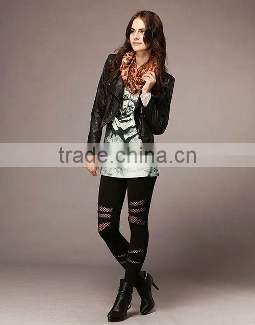 Inclined zipper PU casual jacket brown