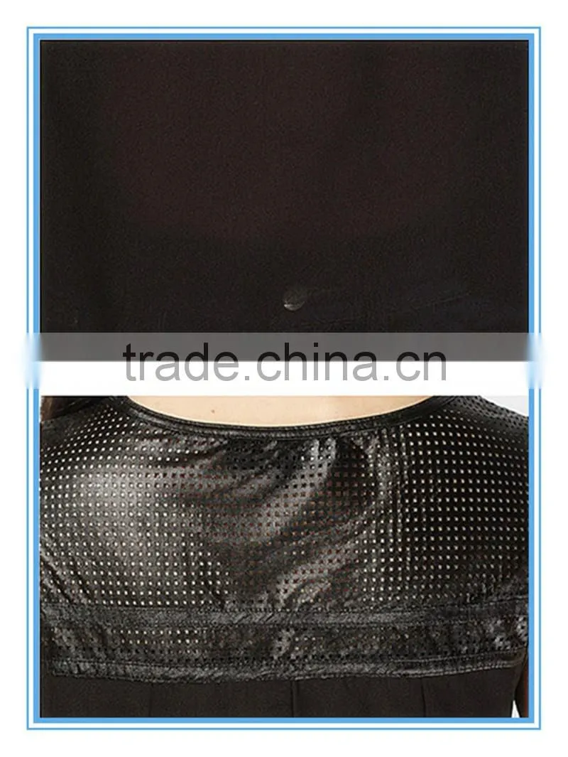 2016 Newest Fashion Black Ladies Pu Design Leather Vest