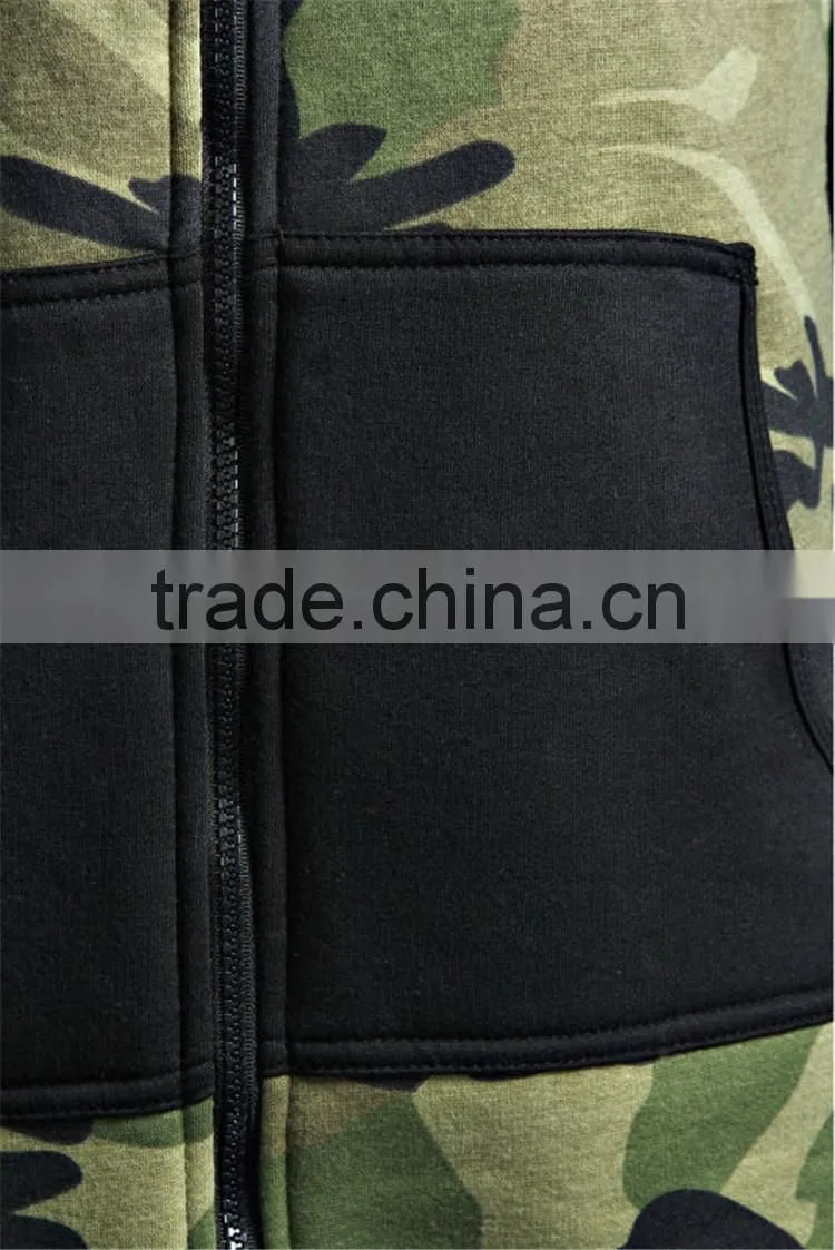 PA0019A wholesale camo printed adult onesie with black sleeves and pocket