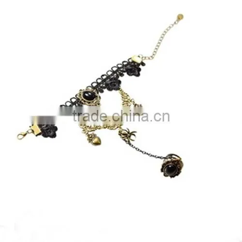 Handcraft lace bracelet ring sets with rhinestones fashion palace national jewelry sets