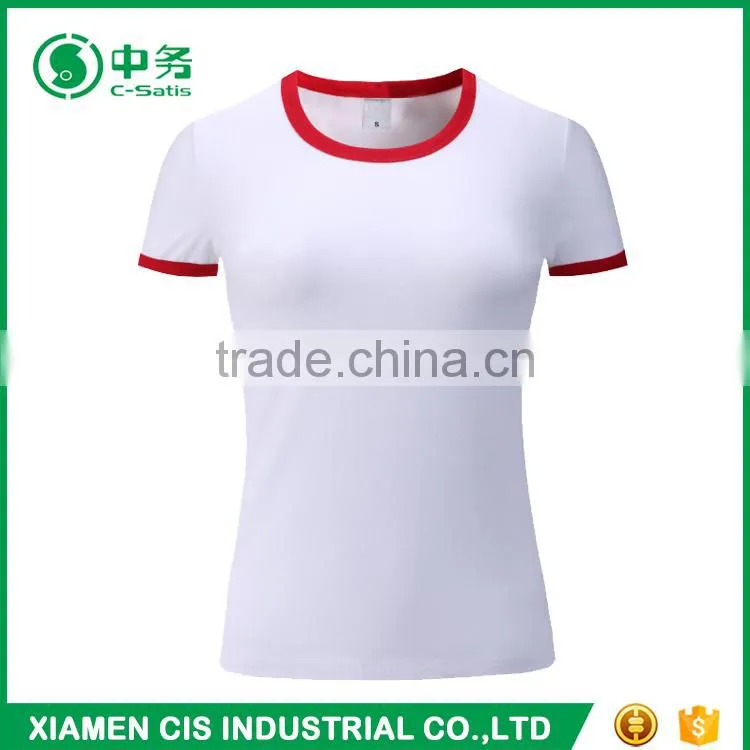 2017 Latest Fashion Summer 100% Cotton Slim Fit Round Neck Women Blank T Shirt
