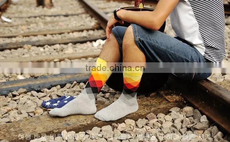 Men's British cotton in tube knitted happy socks wholesale