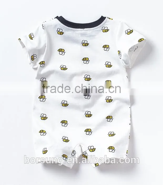 New Arrival Plain Cotton Bee Printed Boy Romper New Born Baby Clothes