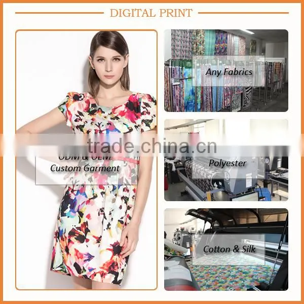 Custom High Quality Digital OEM Printed Silk Wedding Dress