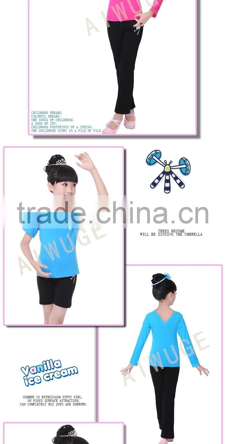 2016 OEM V-Neck Pink Boys Kids Gymnastic Dance Costumes For Girls