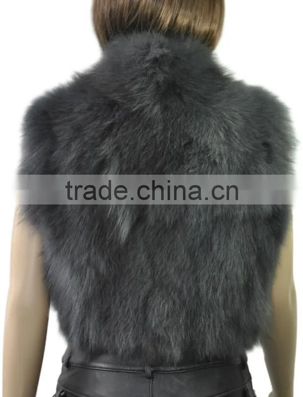 YRFUR YR043 Chic Style Fox Fur Waistcoat/Stand Collar Patchwork Fox Fur Vest