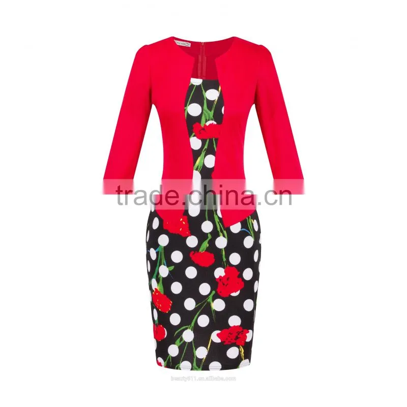Premium Shift Dress with Contrast Embroidery women casual dress SD30