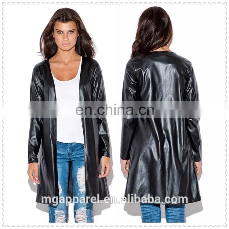 autumn black perforated faux leather jacket model online wholesale