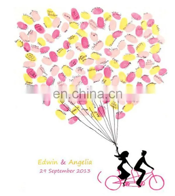 New Arrival Tandem Bicycle Fingerprint Signature Canvas Painting Wedding Attendance album