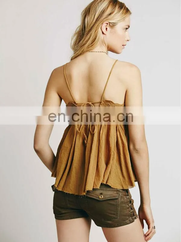 Woman babydoll open bra top design fashion embroidered cami