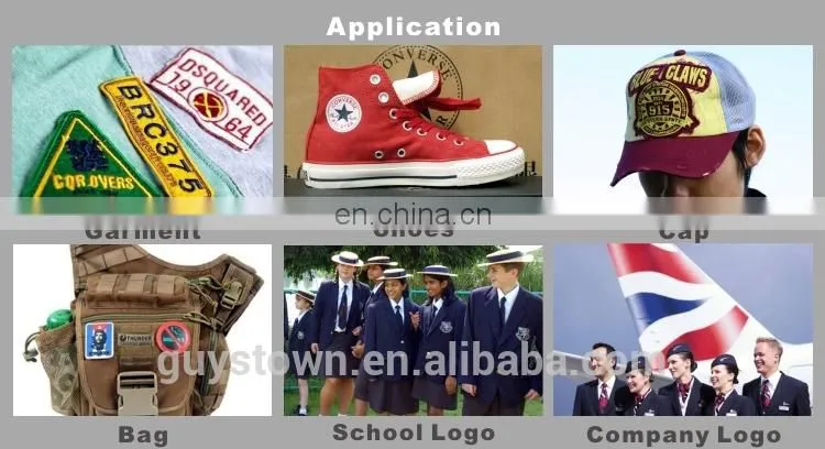custom Laser cut overlocking bordure shaped woven badge for uniform garment